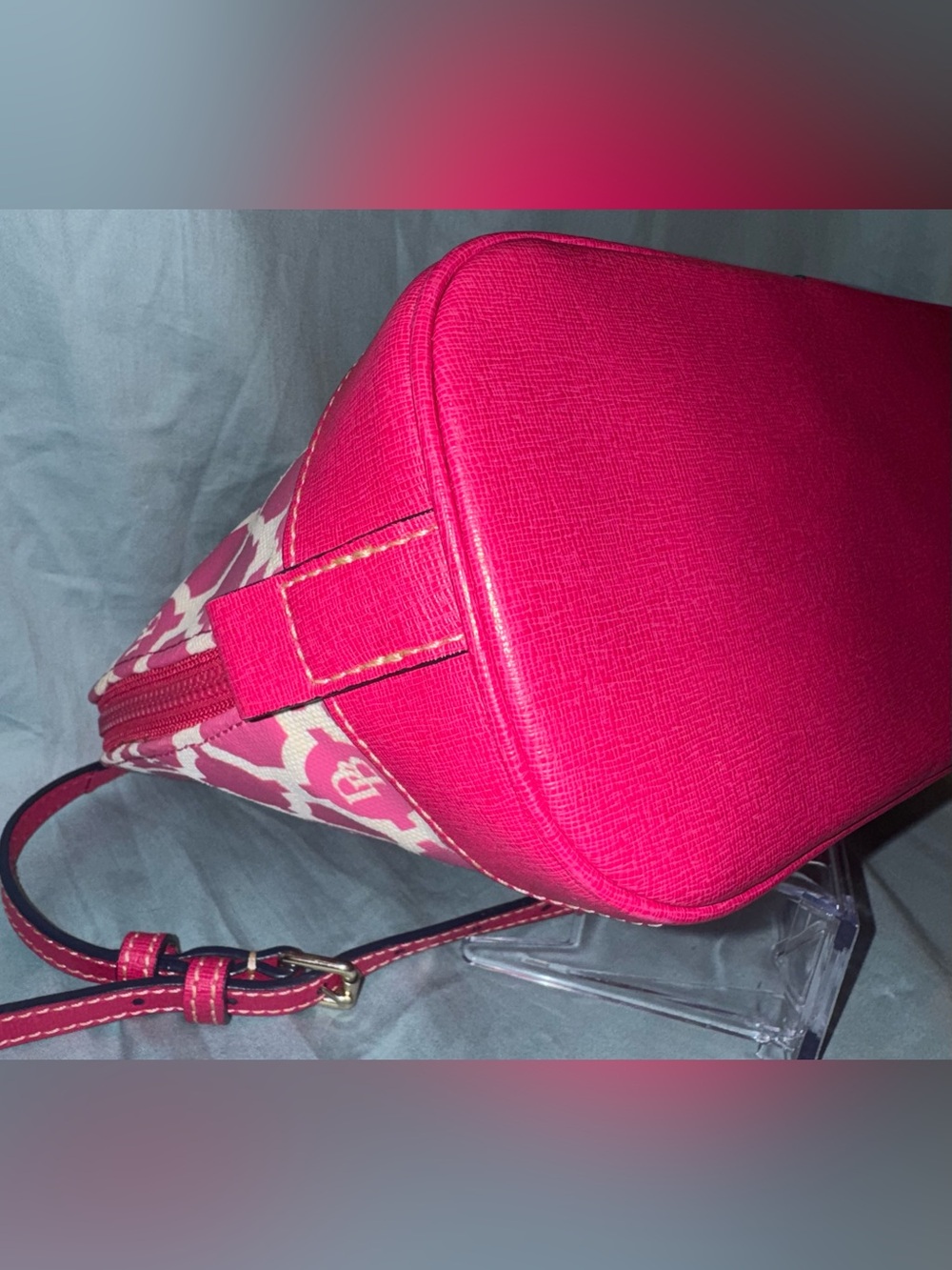 Dooney & Bourke Pink & Ivory Monogram Sanibel Dome Satchel - Picture 10 of 16